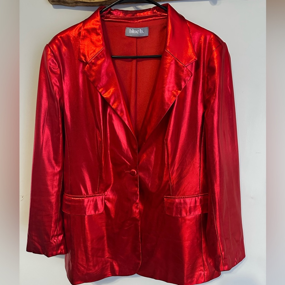 Red metallic blazer. Perfect for the holidays!